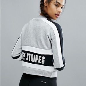 adidas three stripe cropped hoodie